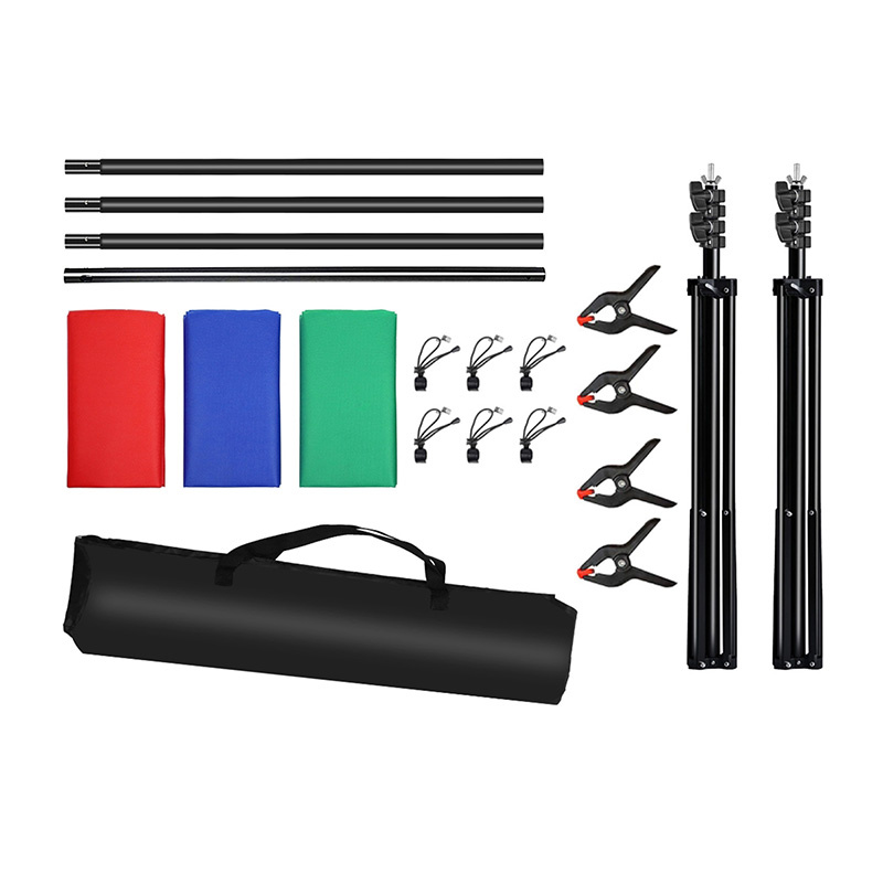 Puluz 2x3m Photo Background Mounting Kit/Stand + 3 Photo Backgrounds PKT5205