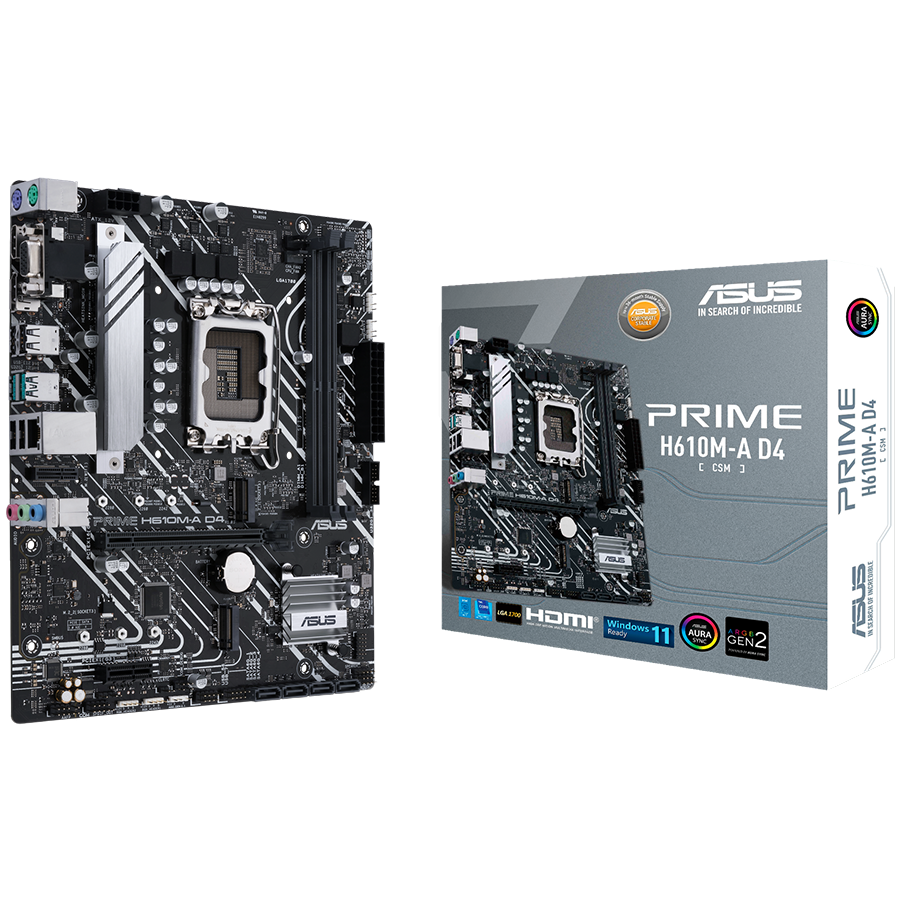 ASUS PRIME H610M-A D4-CSM LGA1700 mATX osnovna plošča - Intel H610, 2xDDR4, 2xM.2, 4xSATA, 1Gb LAN,