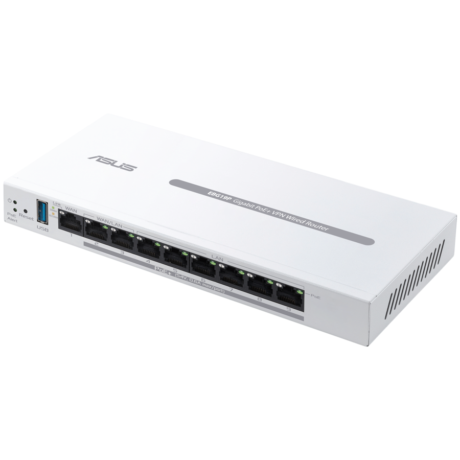ASUS ExpertWiFi EBG19P Gigabit PoE VPN 9 port žični usmjerivač, 8 PoE ports, 123W, Up to 3 WAN