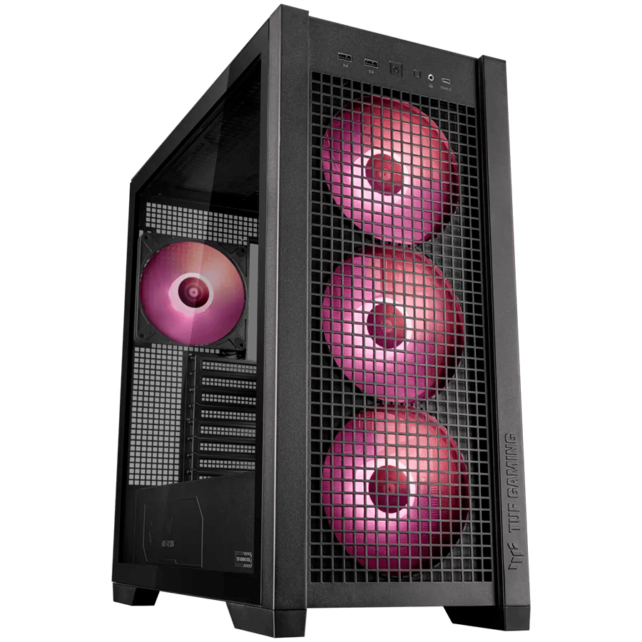 ASUS TUF Gaming GT302 ARGB ATX/EATX Kućište, kaljeno steklo, štirje 140 x 28mm ARGB ventilatorji, podpora za BTF osnovne plošče, crno - 90DC00I0-B19000-A