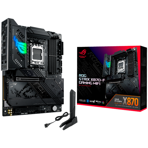 ASUS ROG STRIX X870-F GAMING WIFI AM5 ATX osnovna ploča - AMD X870, 4xDDR5, 4xM.2, 2xSATA, 2.5Gb LAN, WiFi 7, BT, 1xDP, 1xHDMI, 2xUSB4 40Gbps porta (USB Type-C), Aura Sync - 90MB1IV0-M0EAY0-A