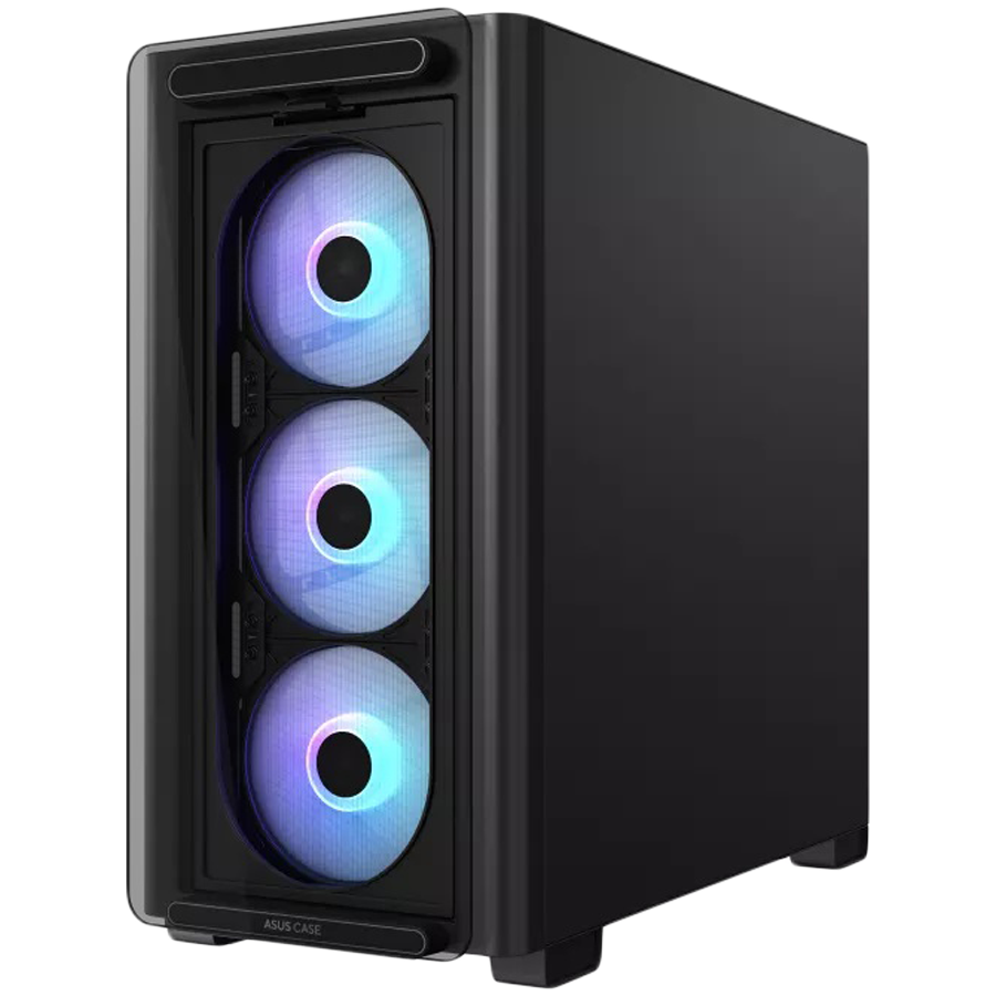 ASUS A23 PLUS microATX Kućište, kaljeno steklo, štirje 120mm ARGB ventilatorji, podpora za BTF osnovne plošče, crno - 90DC00K0-B19010-A