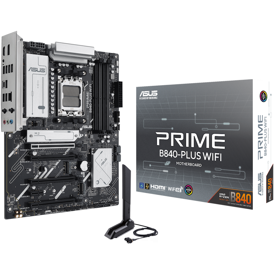 ASUS PRIME B840-PLUS WIFI AM5 ATX osnovna ploča - AMD B840, 4xDDR5, 3xM.2, 4xSATA, 2.5Gb LAN, WiFi 6E, BT, 1xDP, 1xHDMI, Aura Sync - 90MB1IZ0-M0EAY0-A