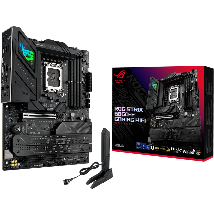ASUS ROG STRIX B860-F GAMING WIFI LGA1851 ATX osnovna ploča - Intel B860, 4xDDR5, 4xM.2, 4xSATA, 2.5Gb LAN, WiFi 7, BT, 1xDP, 1xHDMI, 1xTB4 porta (USB Type-C), Aura Sync - 90MB1JG0-M0EAY0-A