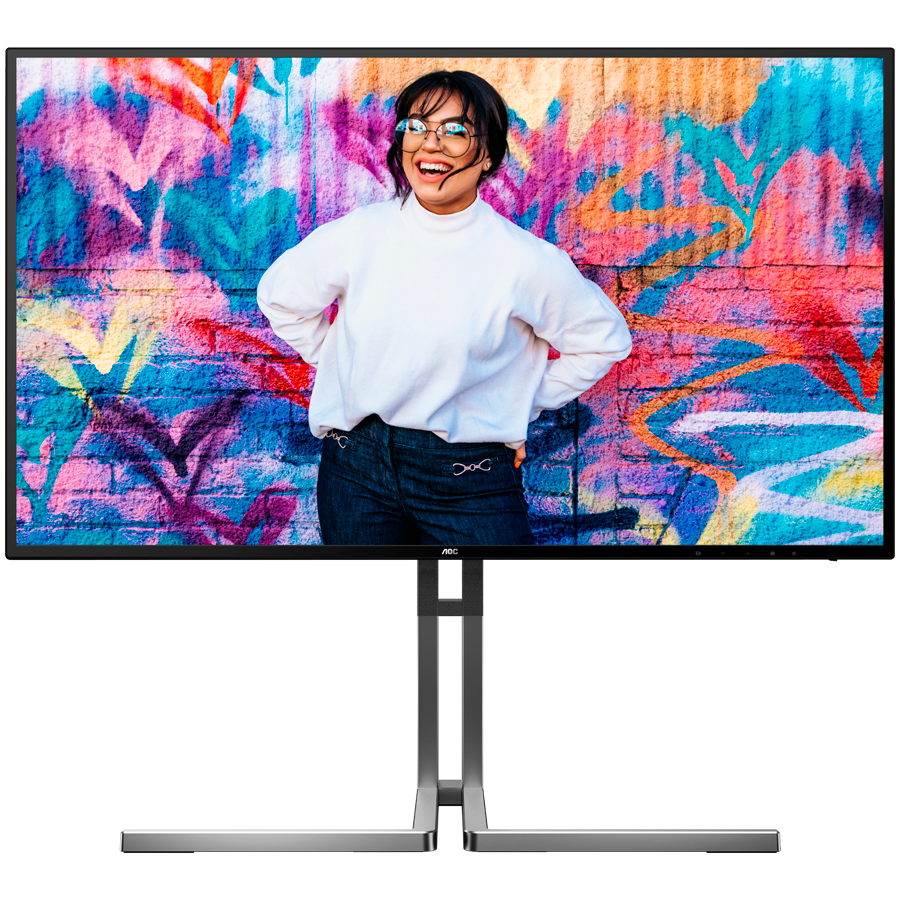 AOC U27U3CV profesionalni monitor - 68.6cm (27"), 4K UHD (3840 x 2160), Nano IPS, 60Hz, 4ms (GTG), HDR400, USB-C 96W, USB razdelilnik, KVM, LAN RJ45, 2x HDMI 2.0, 1x DP 1.4 - U27U3CV-A