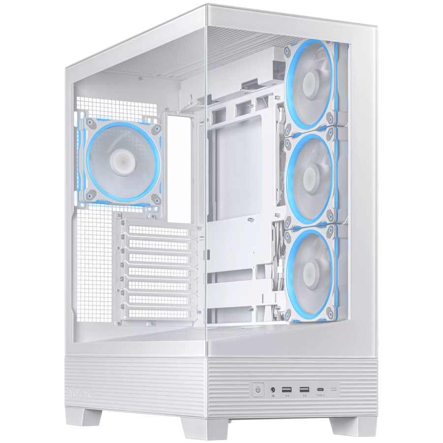 ASUS A31 PLUS ATX Kućište, kaljeno steklo, štirje 120mm ARGB ventilatorji, podpora za BTF osnovne plošče, belo - 90DC00R3-B19000-A