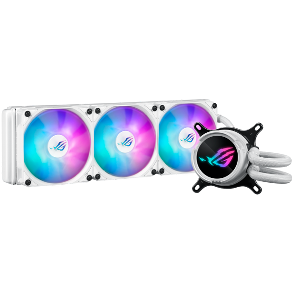 ASUS ROG Strix LC III 360 ARGB White Edition vodno hlajenje za procesor, trije 120mm ROG ARGB ventilatorji, Aura Sync, belo - 90RC00T2-M0UAY0-A
