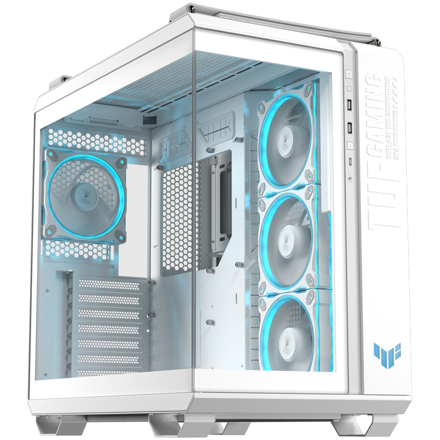 ASUS TUF Gaming GT502 Horizon ARGB ATX Kućište, kaljeno steklo, štirje 120mm ARGB ventilatorji, belo - 90DC0093-B19010-A