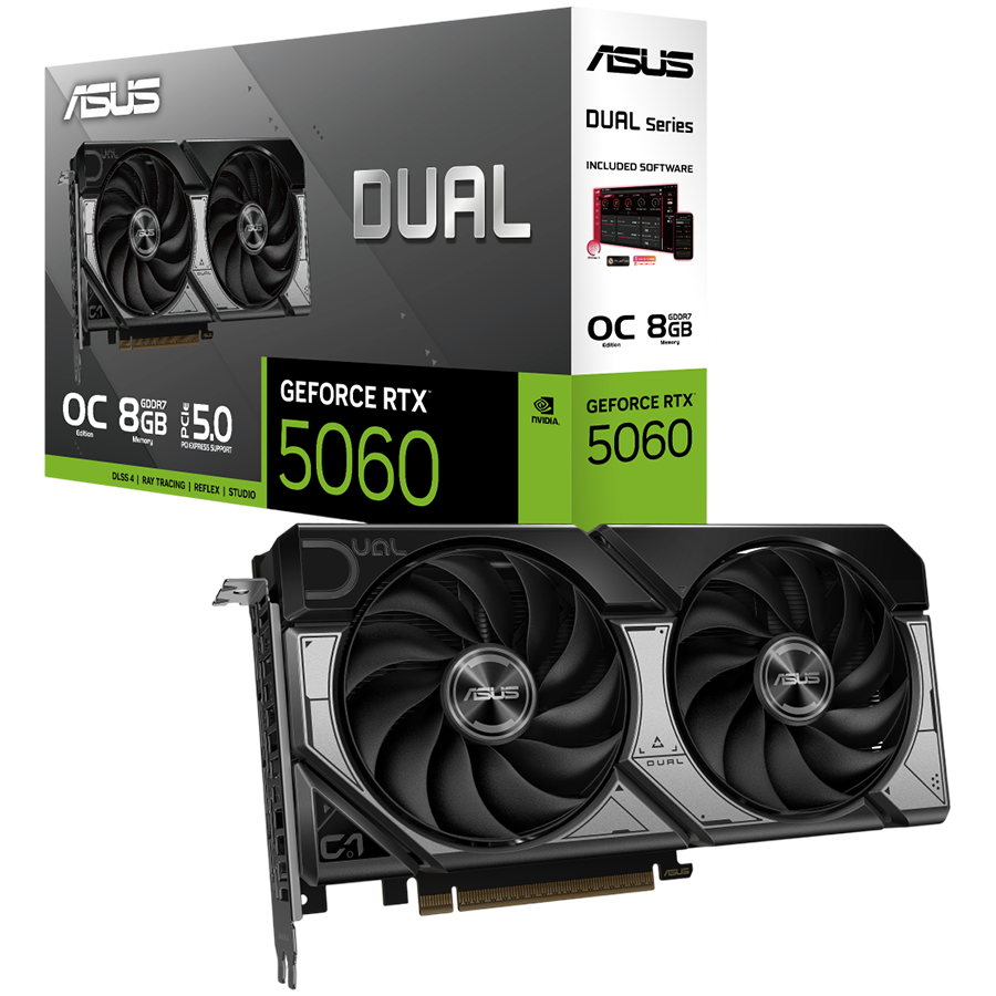 ASUS Dual GeForce RTX 5060 OC Edition 8GB GDDR7 (DUAL-RTX5060-O8G) Grafička kartica, PCIe 5.0, 1xHDMI 2.1b, 3xDisplayPort 2.1b - 90YV0N12-M0NA00-A