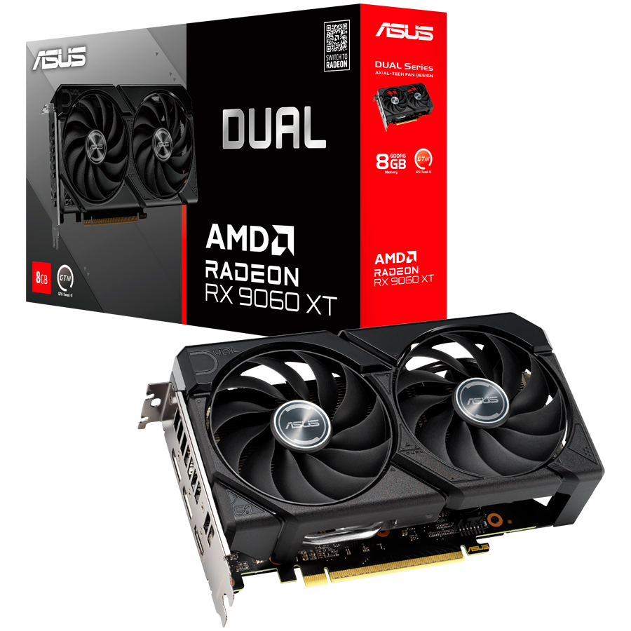 ASUS Dual Radeon RX 9060 XT 8GB GDDR6 (DUAL-RX9060XT-8G) Grafička kartica, PCIe 5.0, 1xHDMI 2.1b, 2xDisplayPort 2.1a - 90YV0MI1-M0NA00-A