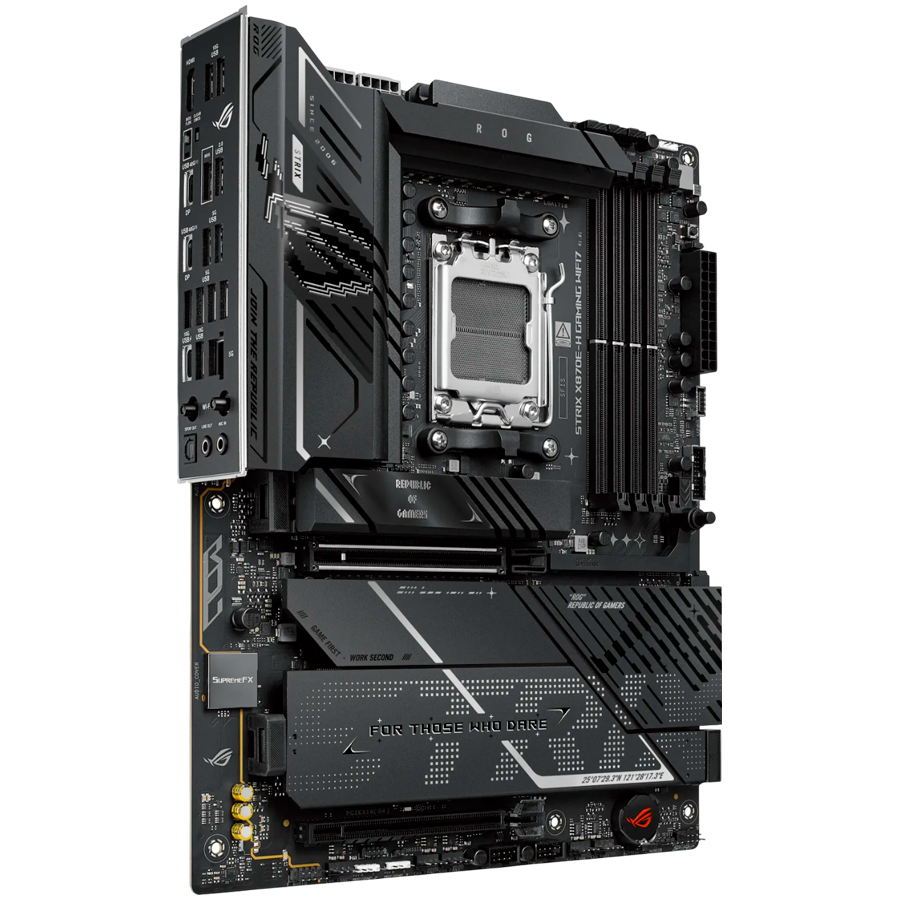 ASUS ROG STRIX X870E-H GAMING WIFI7 AM5 ATX osnovna ploča - AMD X870E, 4xDDR5, 4xM.2, 4xSATA, 5Gb LAN, WiFi 7, BT, 1xHDMI, 2xUSB4 40Gbps porta (USB Type-C), Aura Sync - 90MB1M90-M0EAY0-A