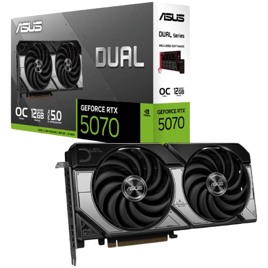ASUS Dual GeForce RTX 5070 OC Edition 12GB GDDR7 (DUAL-RTX5070-O12G) Grafička kartica, PCIe 5.0, 1xHDMI 2.1b, 3xDisplayPort 2.1b - 90YV0M17-M0NA00-A