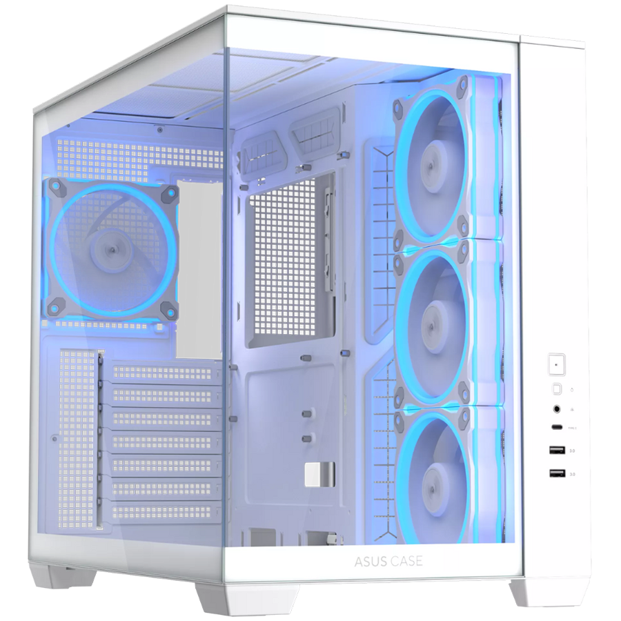 ASUS A32 PLUS ATX Kućište, kaljeno steklo, štirje 120mm ARGB ventilatorji, belo - 90DC00