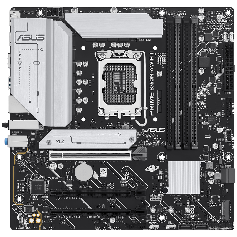 ASUS PRIME B760M-A WIFI II LGA1700 mATX osnovna ploča - Intel B760, 4xDDR5, 2xM.2, 4xSATA, 2.5Gb LAN, WiFi 6E, BT, 1xDP, 1xHDMI, Aura Sync - 90MB1NF0-M0EAY0-A