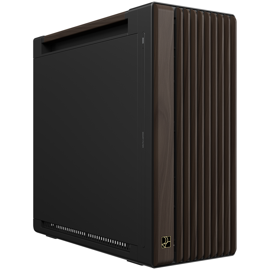 ASUS ProArt PA602 Wood Edition Modern Black ATX/E-ATX računalniško ohišje, kovinska stranica, 1x 140