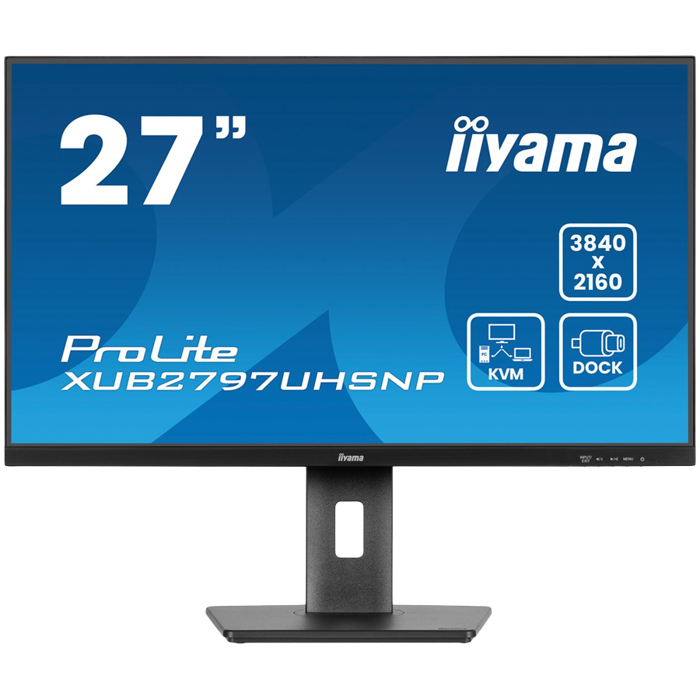 27" IPS-panel, 3840x2160 UHD, USB-C Dock (96W PD, LAN, DP-OUT, USB 3x3.2+1xC(15W)), 4ms, 15cm height adj. stand, 350cd/m2, HDMI, DisplayPort, Speakers
