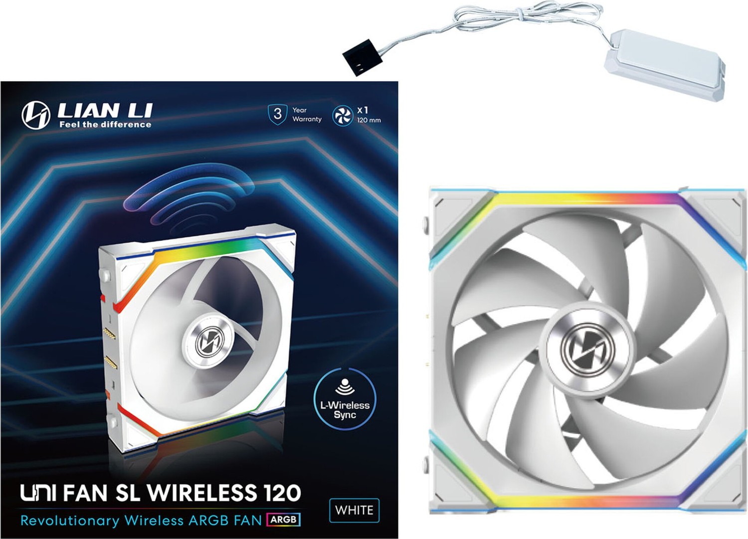 Lian Li UNI FAN SL Wireless ARGB PWM Lüfter - 120 mm, white-12SL1W1W