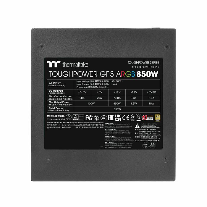 THERMALTAKE napajanje 850W 80PLUS Gold TOUGHPOWER GF3 ARGB
