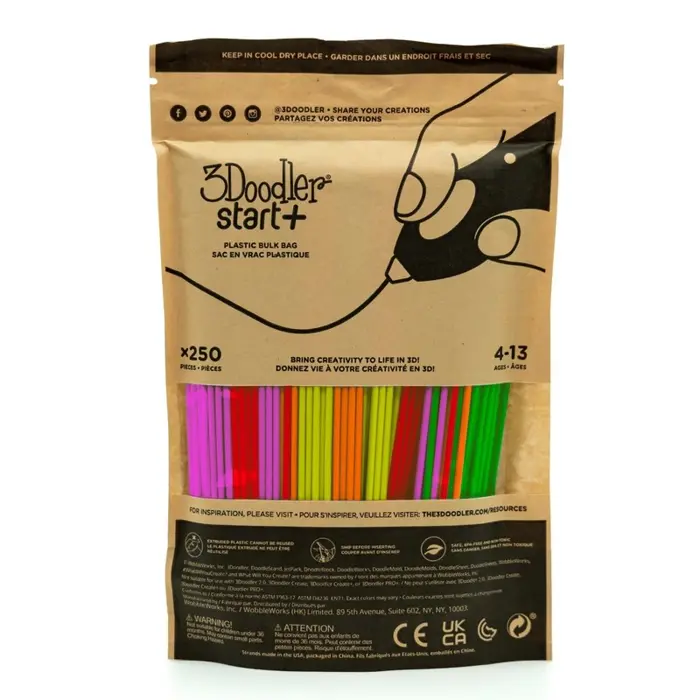3Doodler Filament Start+ 250 neonrot neonorange neongruen neongelb neonpink\"\"Neon Compostable plastic Fluorescent green, Fluorescent orange, Fluorescent pink, Fluorescent red, Fluorescent yellow 1 g