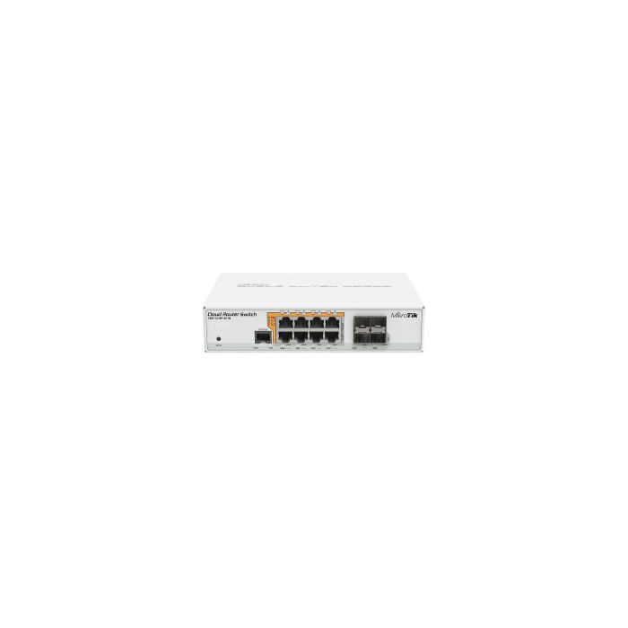 Mikrotik Cloud Router Switch CRS112-8P-4S-IN, QCA8511 400Mhz CPU, 128MB RAM, 8×G-LAN PoE-out, 4×SFP, RouterOS L5, desktop kućište, rack mount, PSU
