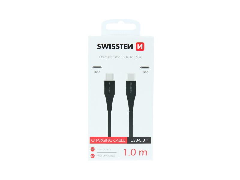 SWISSTEN kabel USB-C/USB-C, 3A, 1m, crni - 03080075
