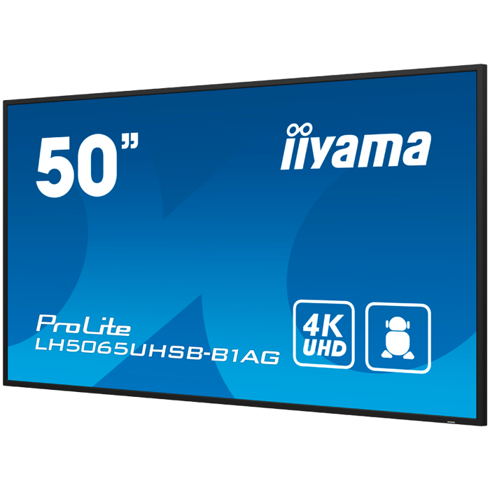 50" 3840x2160, UHD VA, Haze 25%, 800cd/m2, Signal FailOver, SP 2x 10W, HDMI 2x, DisplayPort, USB 2.0 x2, WiFi, LAN, Media Play USB Port, Control LAN / RS232C, iiSignage2 (CMS/DMS), E-Share, Android 11