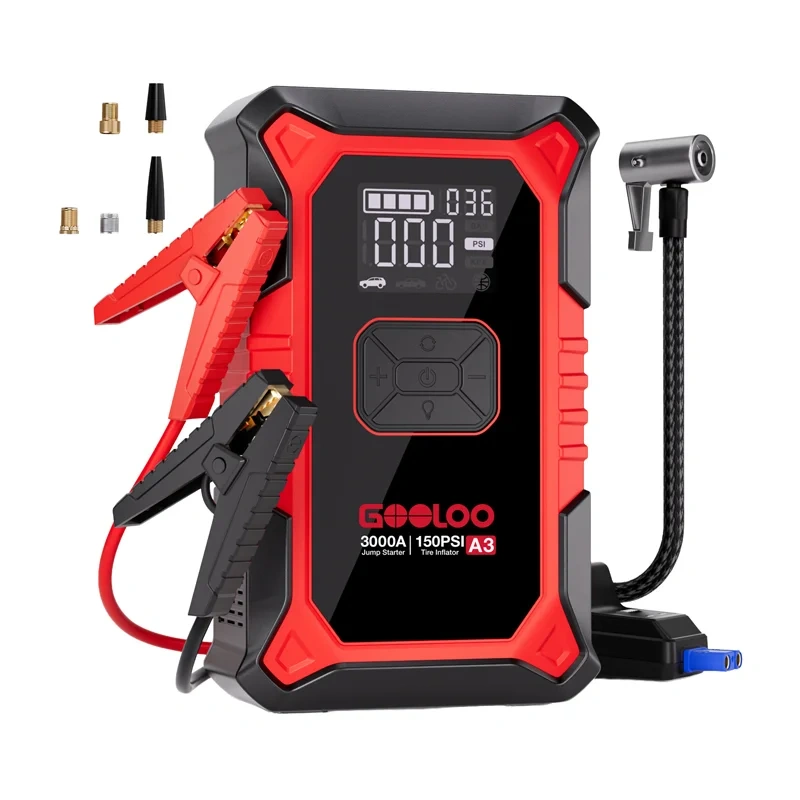 GOOLOO A3 2-in-1 Jump Starter with Compressor