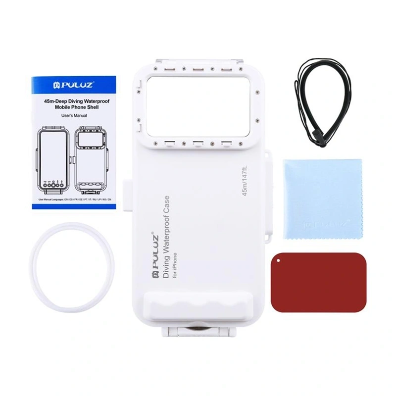 Puluz Waterproof Case (45m) for USB-C Smartphones for Underwater Photos and Videos (White)