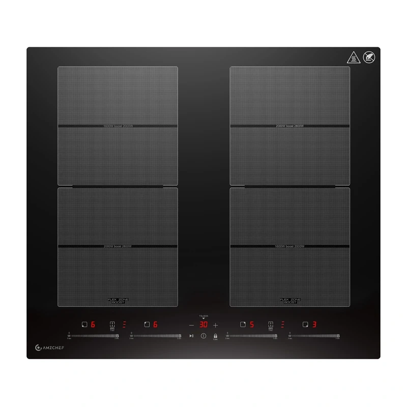AMZCHEF CE-FS-I74S-FFDD10 Induction Cooktop, 4 zones