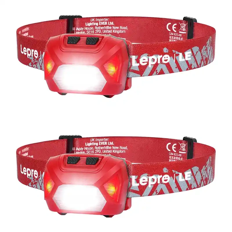 LEPRO 320014-R-2 USB Headlamp, 2-Pack