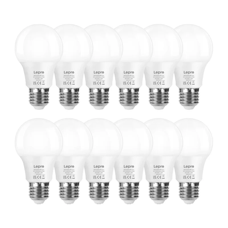 LEPRO 100089-WW-EU-12 LED Bulb, E27, A60, 8.5W (60W), 806 lm, 2700K (warm white), 180°, 12-pack