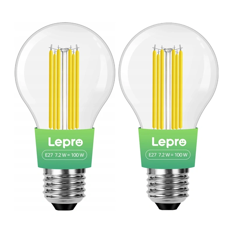 LEPRO 100094-WW-EU-2 E27 Filament LED Bulb, 7.2W (100W), 1521 lm, 2700K, Class A, 2-pack