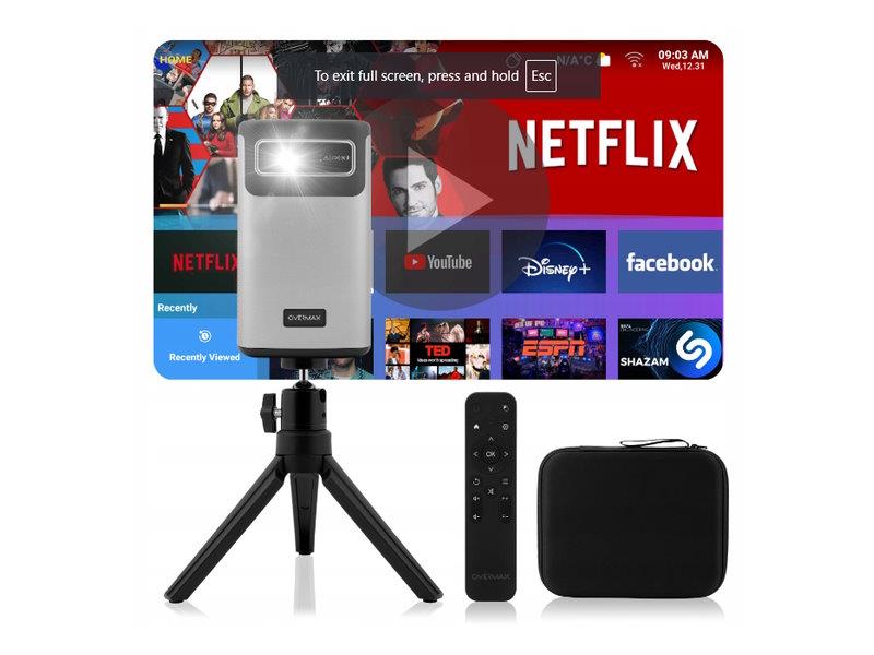Overmax projektor Multipic 8.1, LED, And 9, baterija, 200", 4K, WiFi, BT, daljin - 05090018