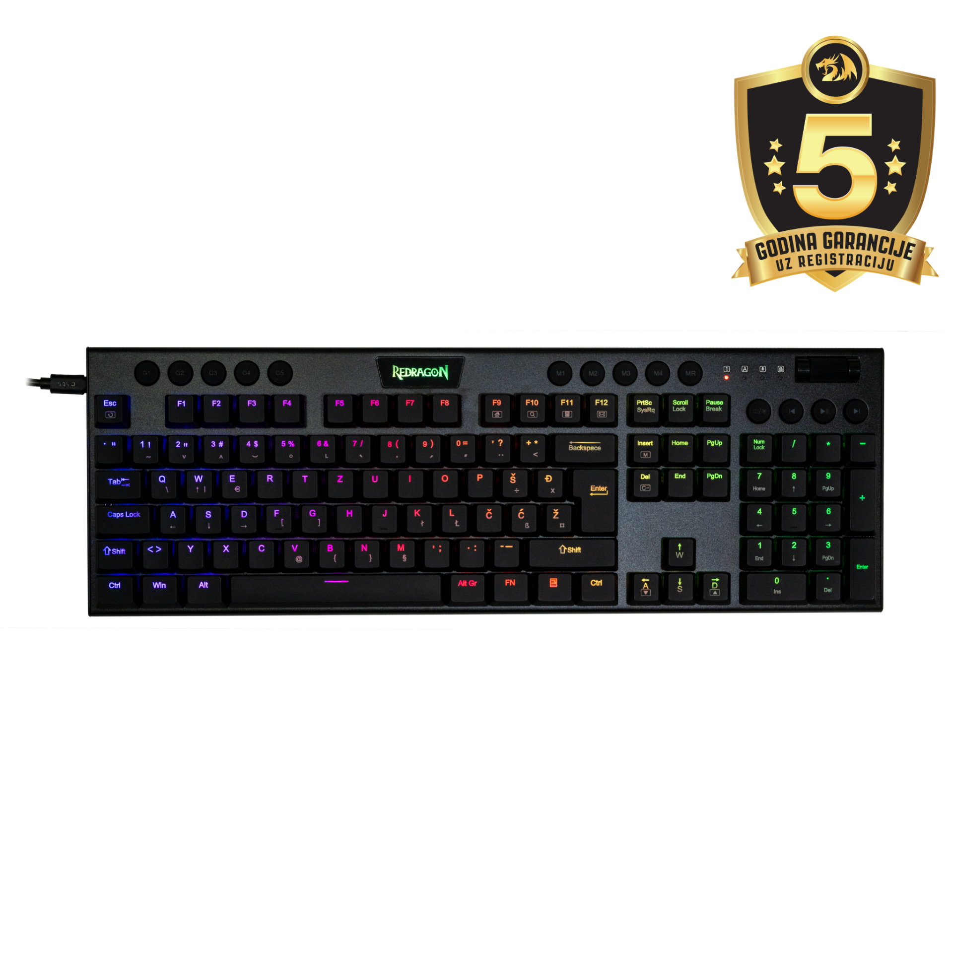 KEYBOARD - REDRAGON HORUS K619-RGB WIRED RED SWITCH SLO/CRO LAYOUT