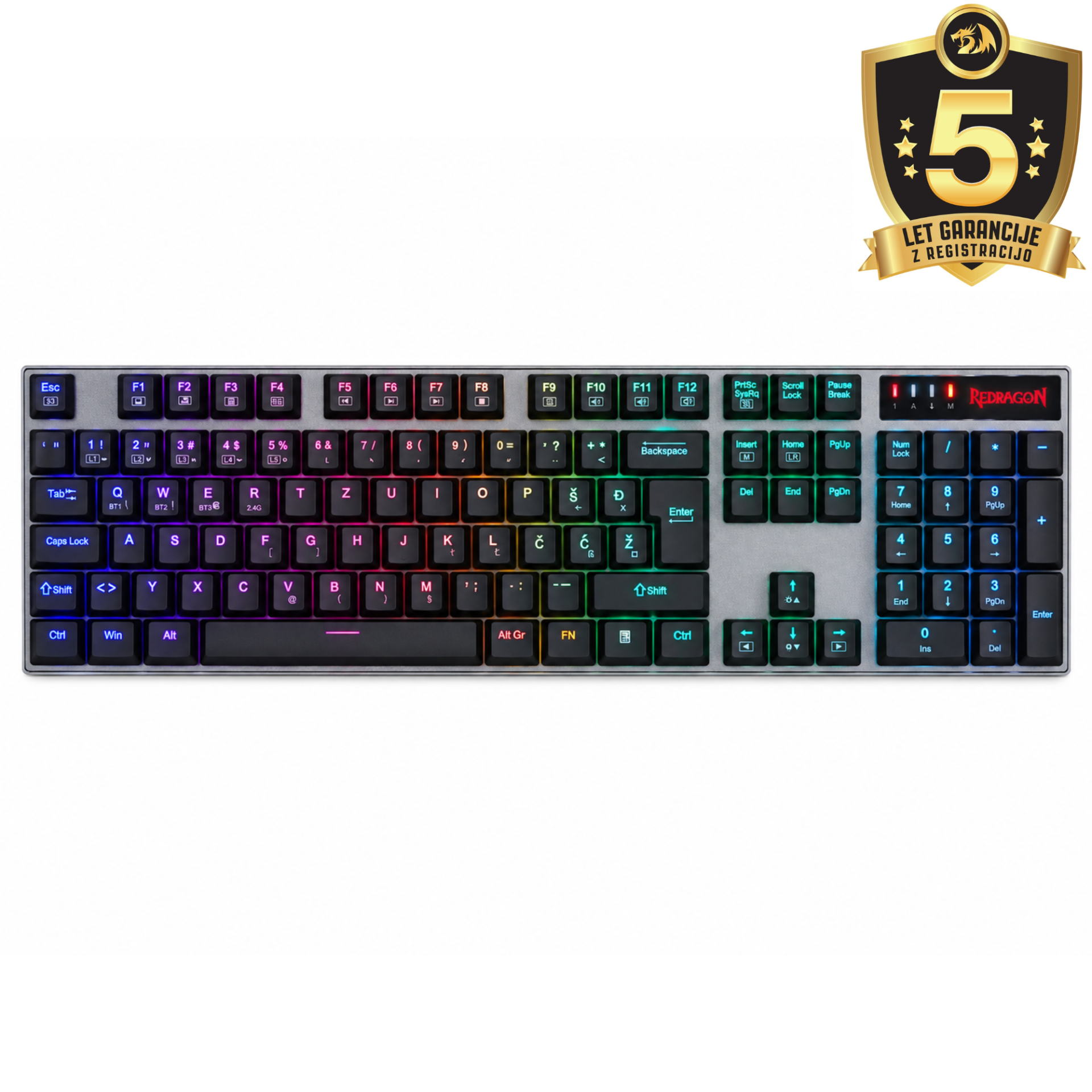 KEYBOARD - REDRAGON DHARMA K556 PRO BT/WIRELESS/WIRED RED SWITCH SLO/CRO LAYOUT
