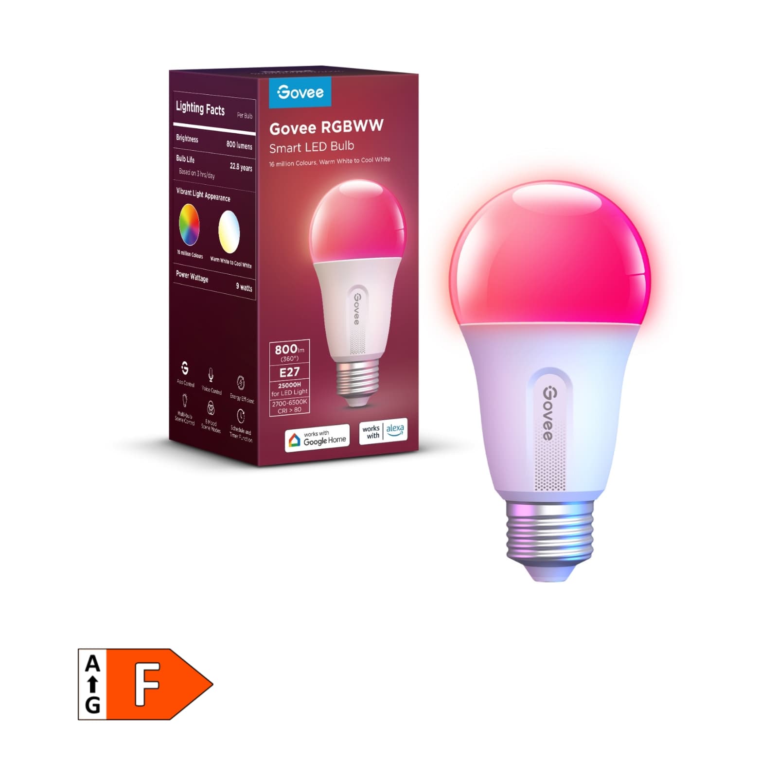 GOVEE RGBWW SMART LED BULB E27 800LM