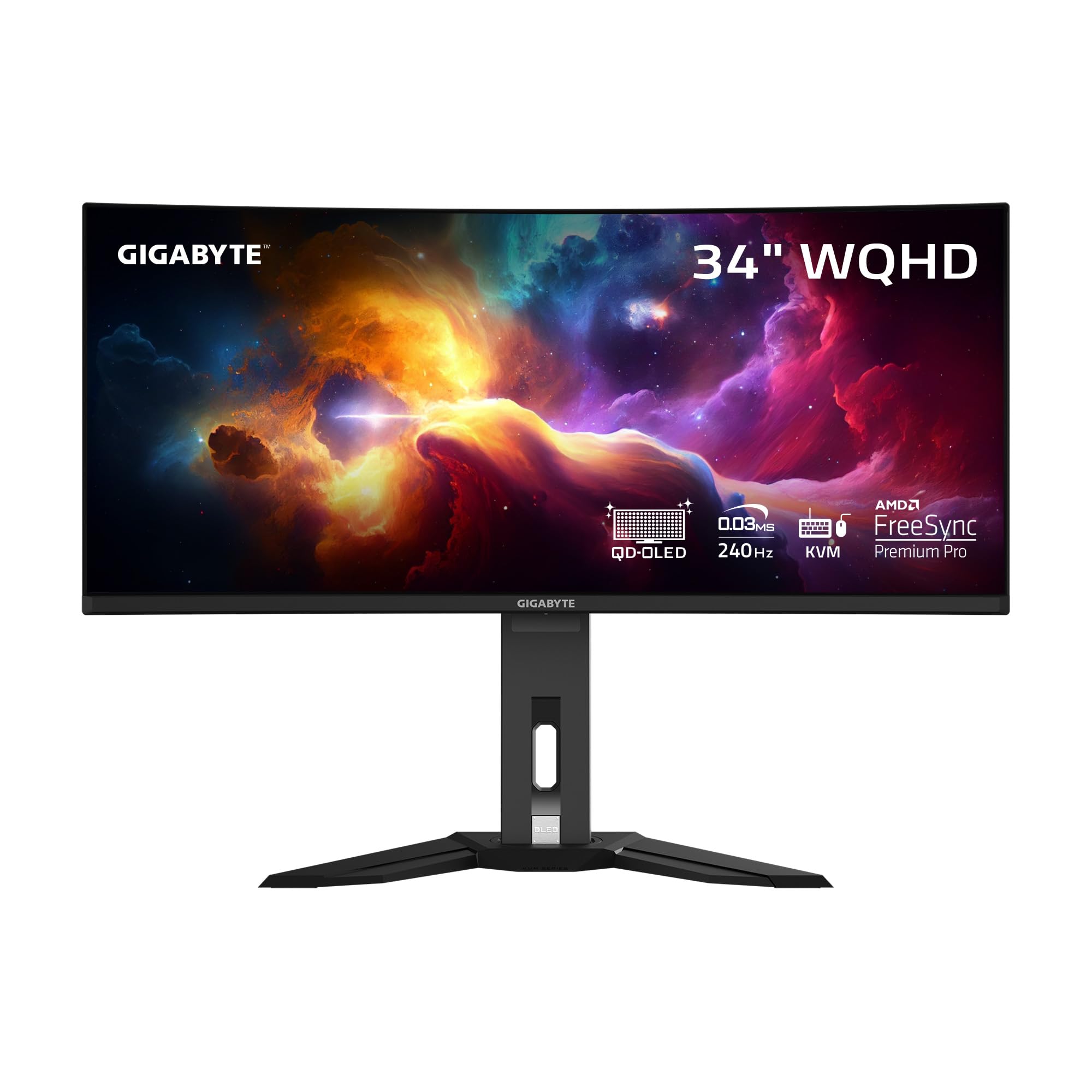 GIGABYTE MO34WQC2, 86,4 cm (34 Zoll) Curved, 240Hz, FreeSync Premium Pro, OLED - DP, 2xHDMI, USB-MO34WQC2
