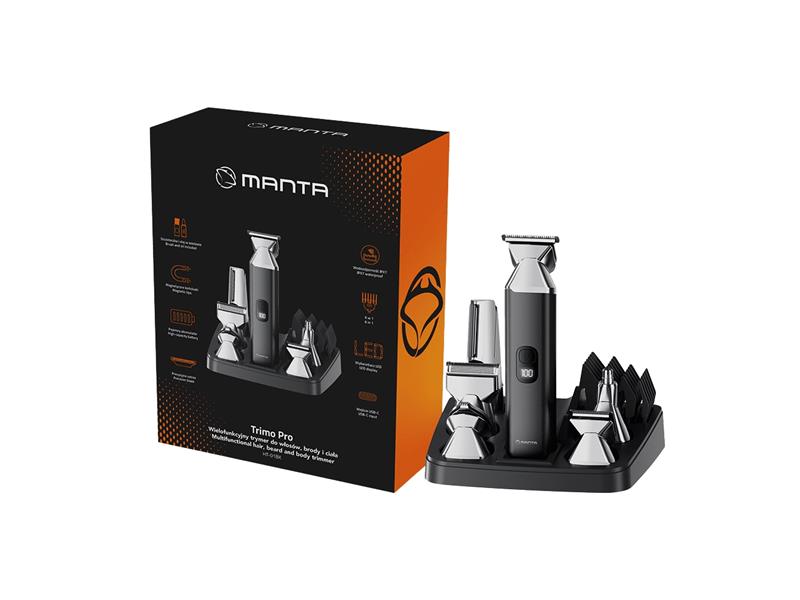 MANTA trimer za kosu i bradu TRIMO PRO, USB-C punjenje, IPX7, nastavci, HT-01BK - 31010007