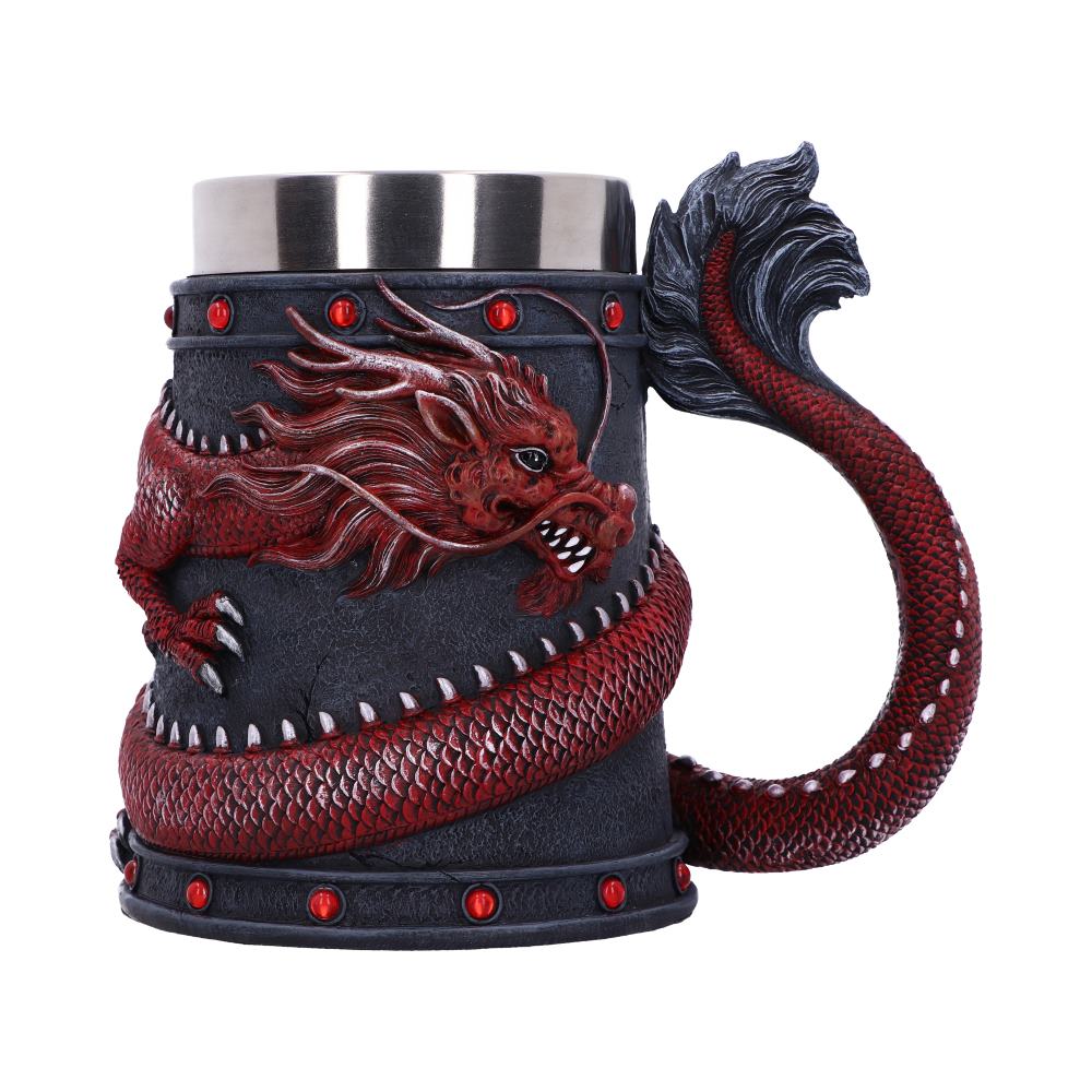 NEMESIS NOW DRAGON COIL TANKARD RED 16CM