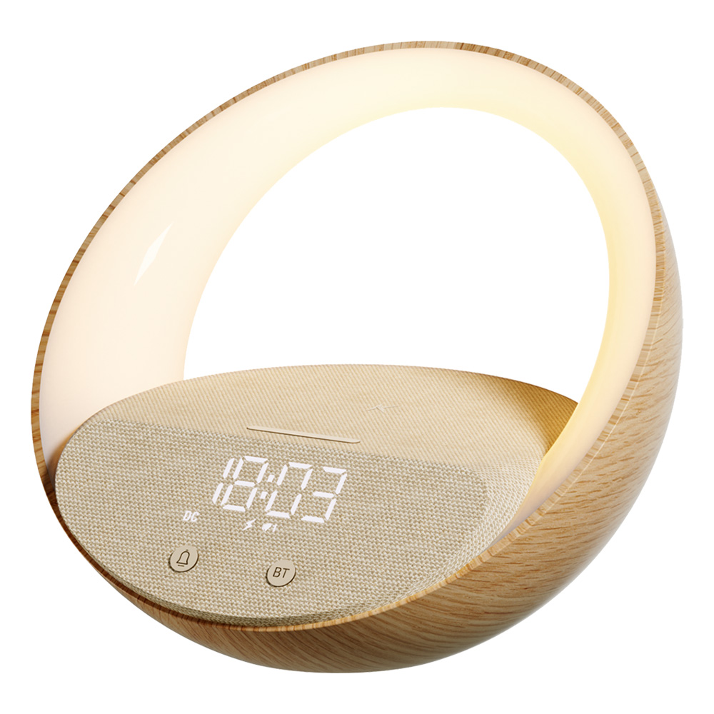 MOYE AURORA GLOW LAMP WITH CLOCK WIRELESS SPEAKER AND CHARGER