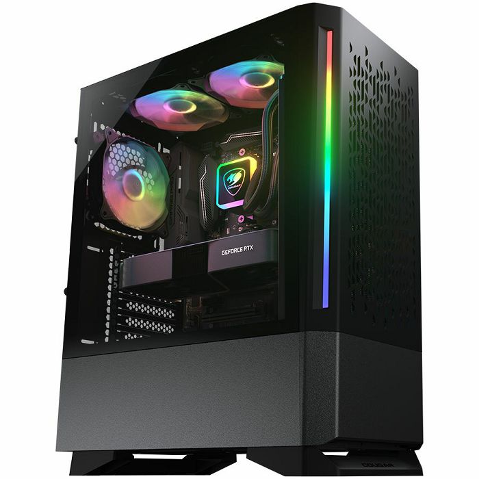 Cougar I MX430 Air RGB Black I 3851C60.0001 I Case I Mid tower / 3 ARGB fans / 2 LED Strips / TG transparant side window
