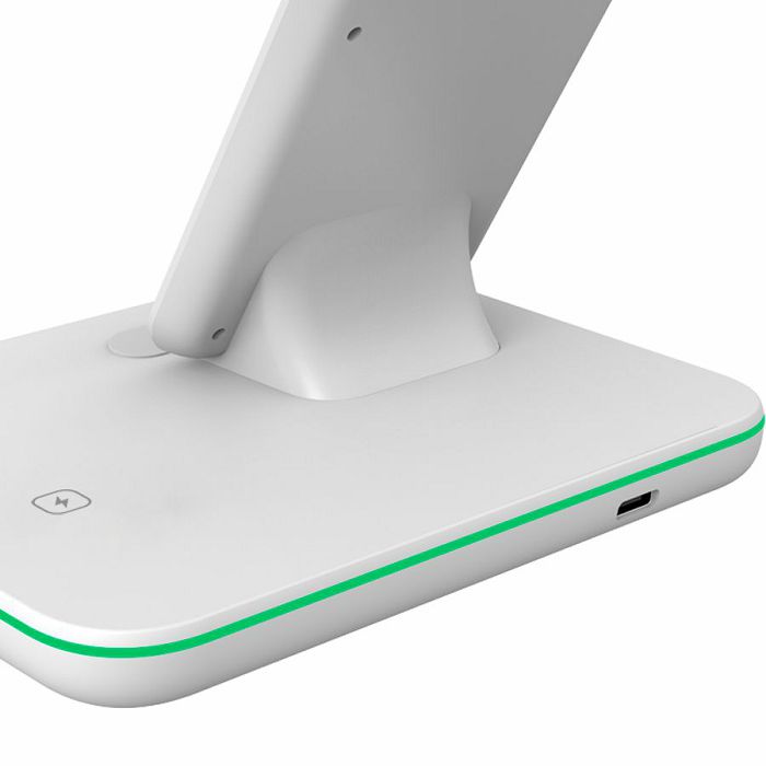 CANYON WS-303 3in1 Wireless charger, with touch button for Running water light, Input 9V/2A, 12V/2A, Output 15W/10W/7.5W/5W, Type c to USB-A cable length 1.2m, 137*103*140mm, 0.22Kg, White
