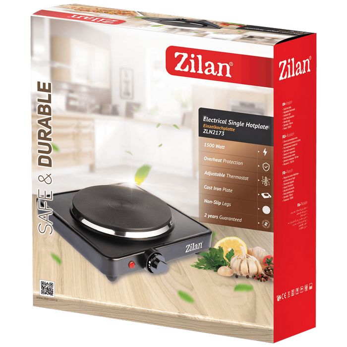 Zilan Električno kuhalo, 1 ploča - 18.5 cm, 1500 W, crna - ZLN2174