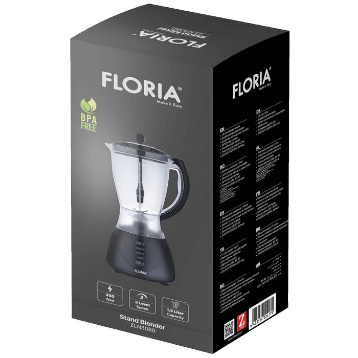 Floria Blender, zapremina 1.5 lit, 300 W, crna - ZLN3080