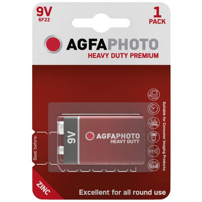 AgfaPhoto Zinc baterije, 6F22, 9 V, blister 1 kom. - 9V B1
