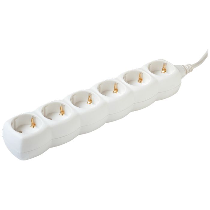 home Produžni kabel, 6 utičnice, 1.5mm², 5 met, bijeli - NV 6-5/WH/1,5