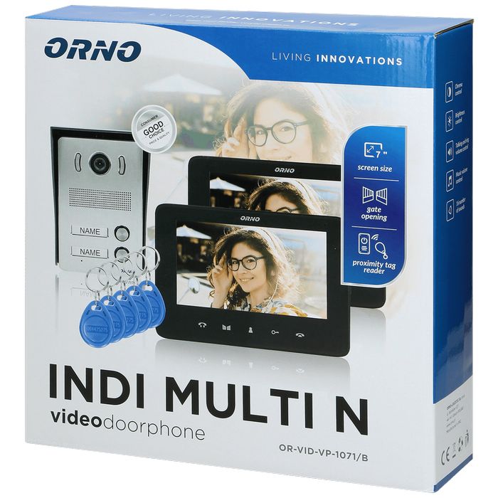 Orno Video interfon 2 x 7", 8 x RFID Tag, set, Indi Multi N - OR-VID-VP-1071/B