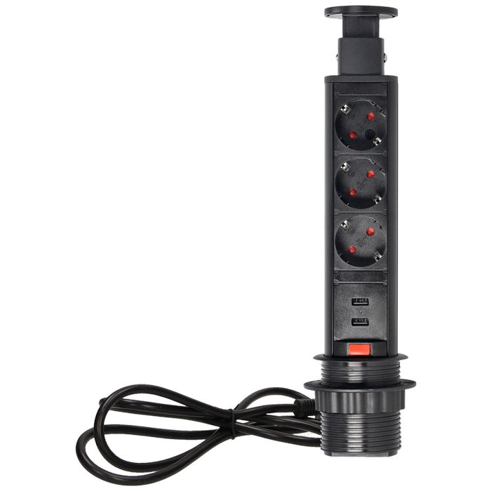 Orno Produžni kabel sa 3 x Schuko utičnice + 2 x USB, ugradbena - OR-AE-1349(GS)/B