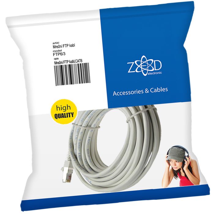 ZED electronic Mrežni FTP kabel, CAT6, 3 met - FTP6/3