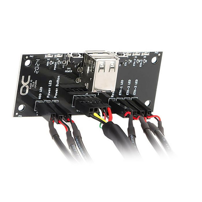 Alphacool front I/O panel with USB 2.0 and cable set for server case 25054